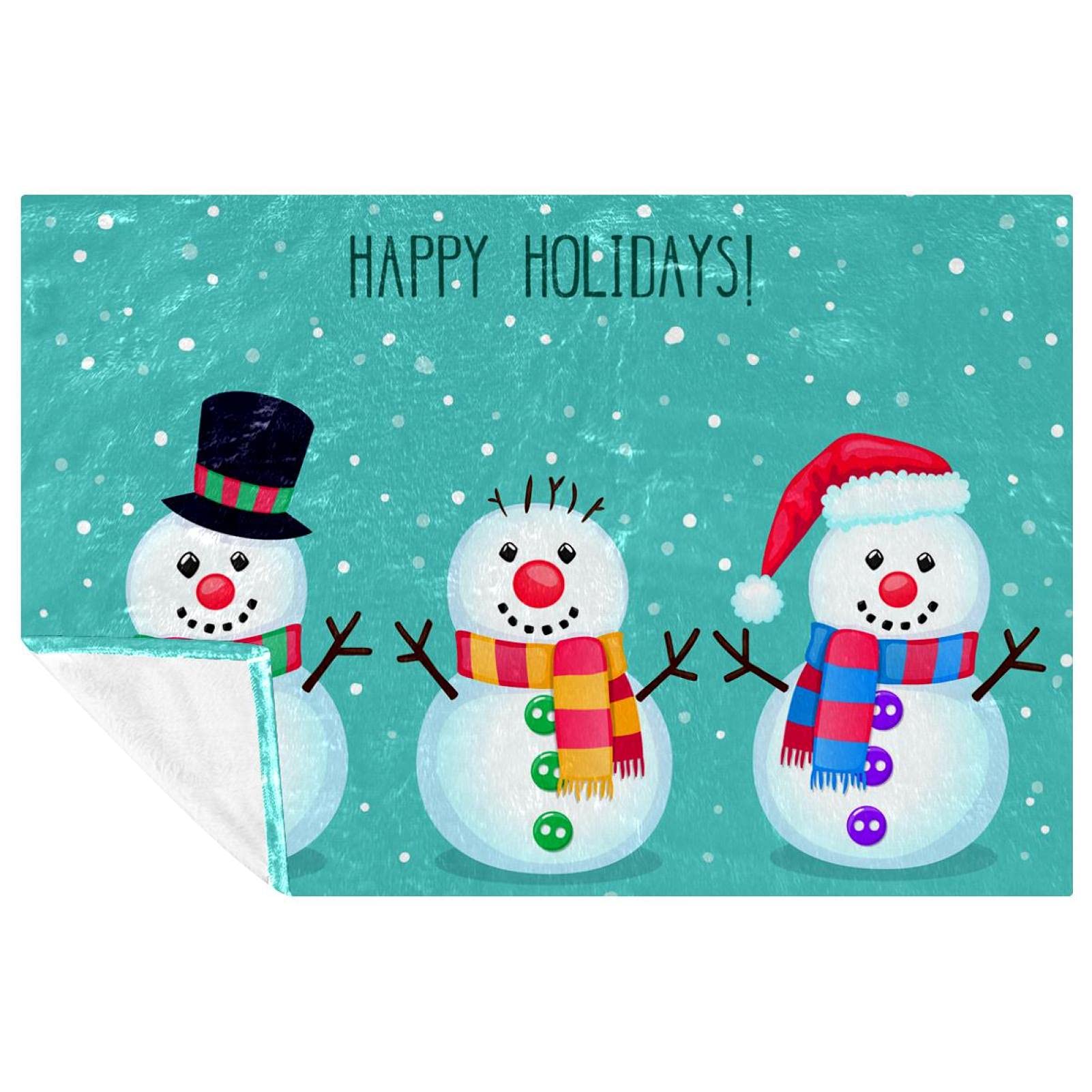 Couverture de Noël plaid bonhomme de neige chaud et jeté de lit canapé camping 150x100