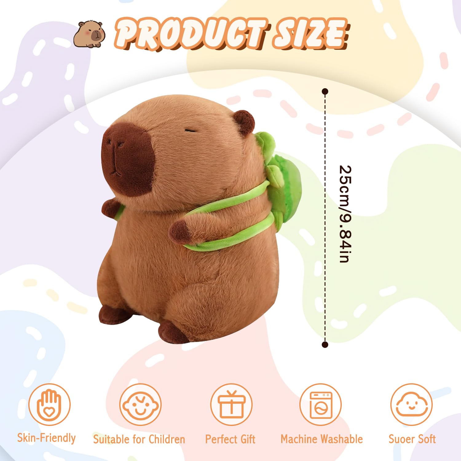 Capybara Kuscheltier 25 Cm Mit Schildkrötenrucksack – Süßes Geschenk Für Kinder & Erwachsene