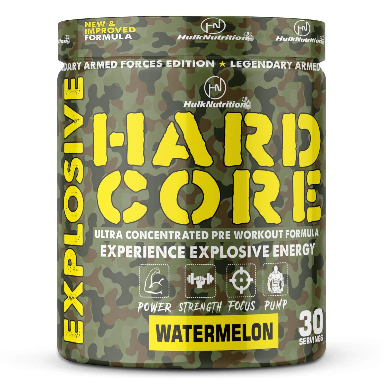 Hulk Nutrition Preworkout | Lean Muscles Building | Strength | Mental Focus | Energy | Powerful Pumps | Next Generation Preworkout Formulation with Creatine Monohydrate, Beta Alanine, AAKG, Vitamin C & Caffeine - For Men & Women [30 Servings, Watermelon]