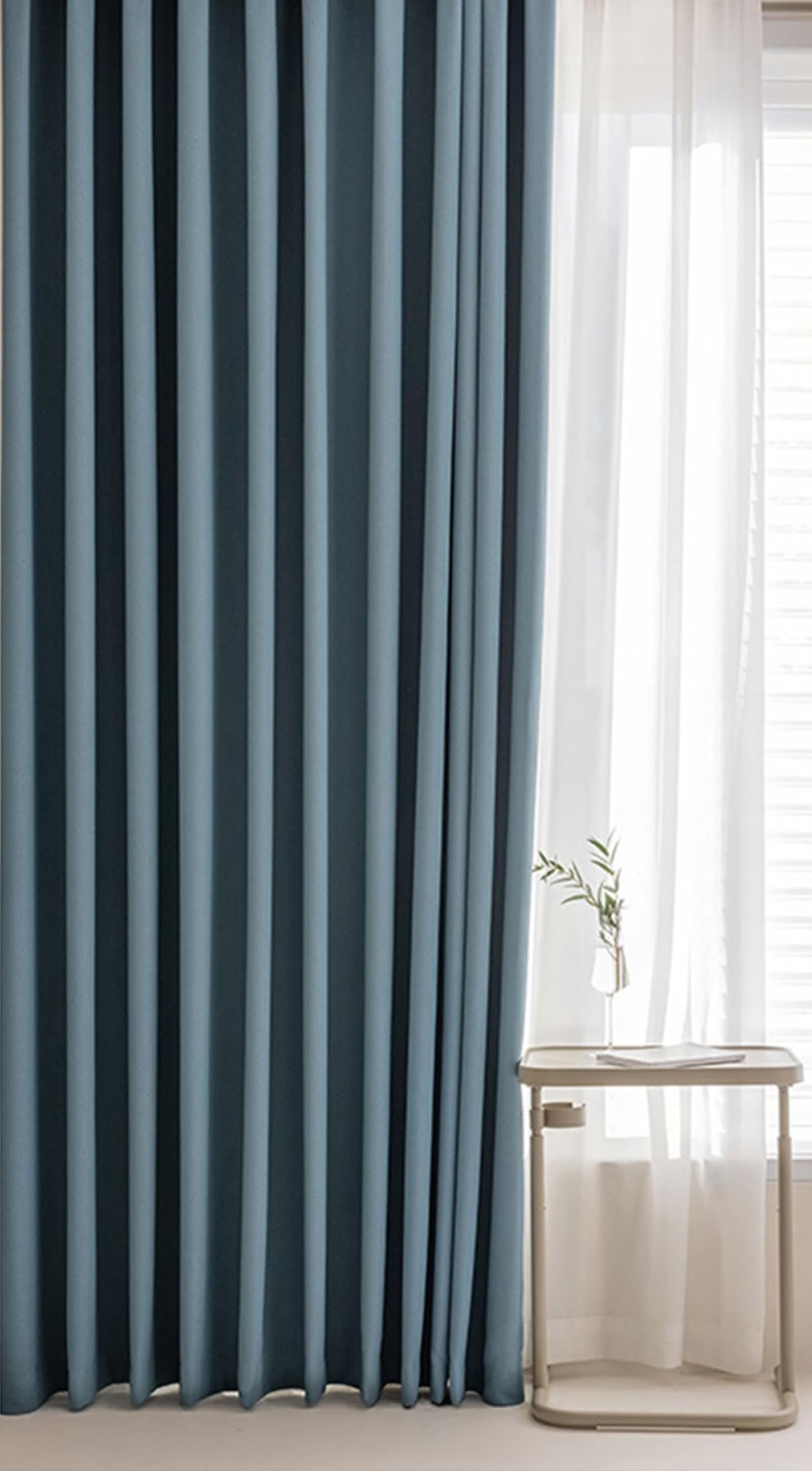 Vorhang Blickdicht Thermo 2er Set,2 x 137W x 274H cm,Küche Gardinen Blau Einfarbig Vorhang Ösen Modern