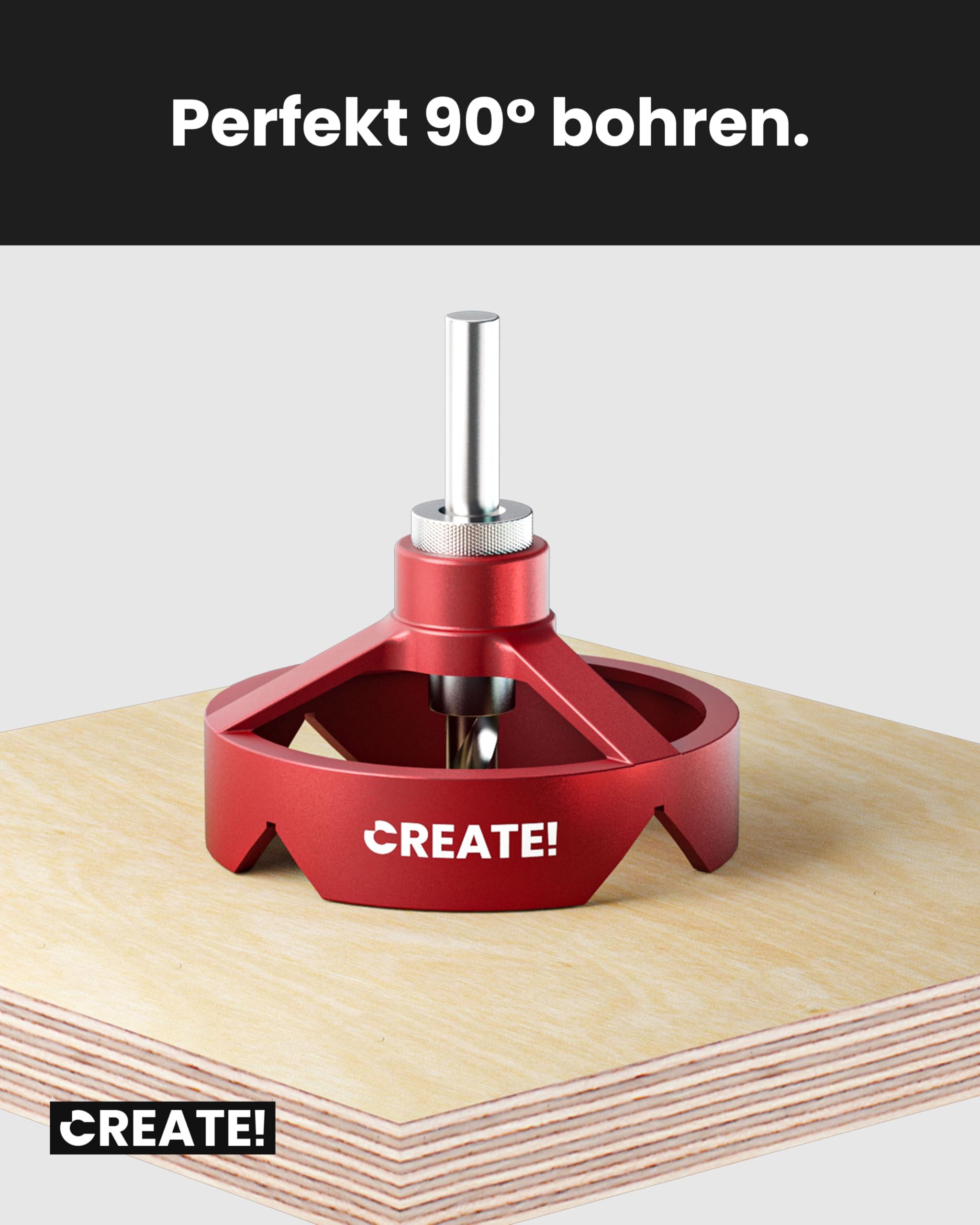 CREATE! Bohrlehre | Bohrhilfe | Bohrschablone mit gehärteten Hülsen für Bohrer mit einem Druchmesser von Ø 4, 5, 6, 8, 10 und 12 mm