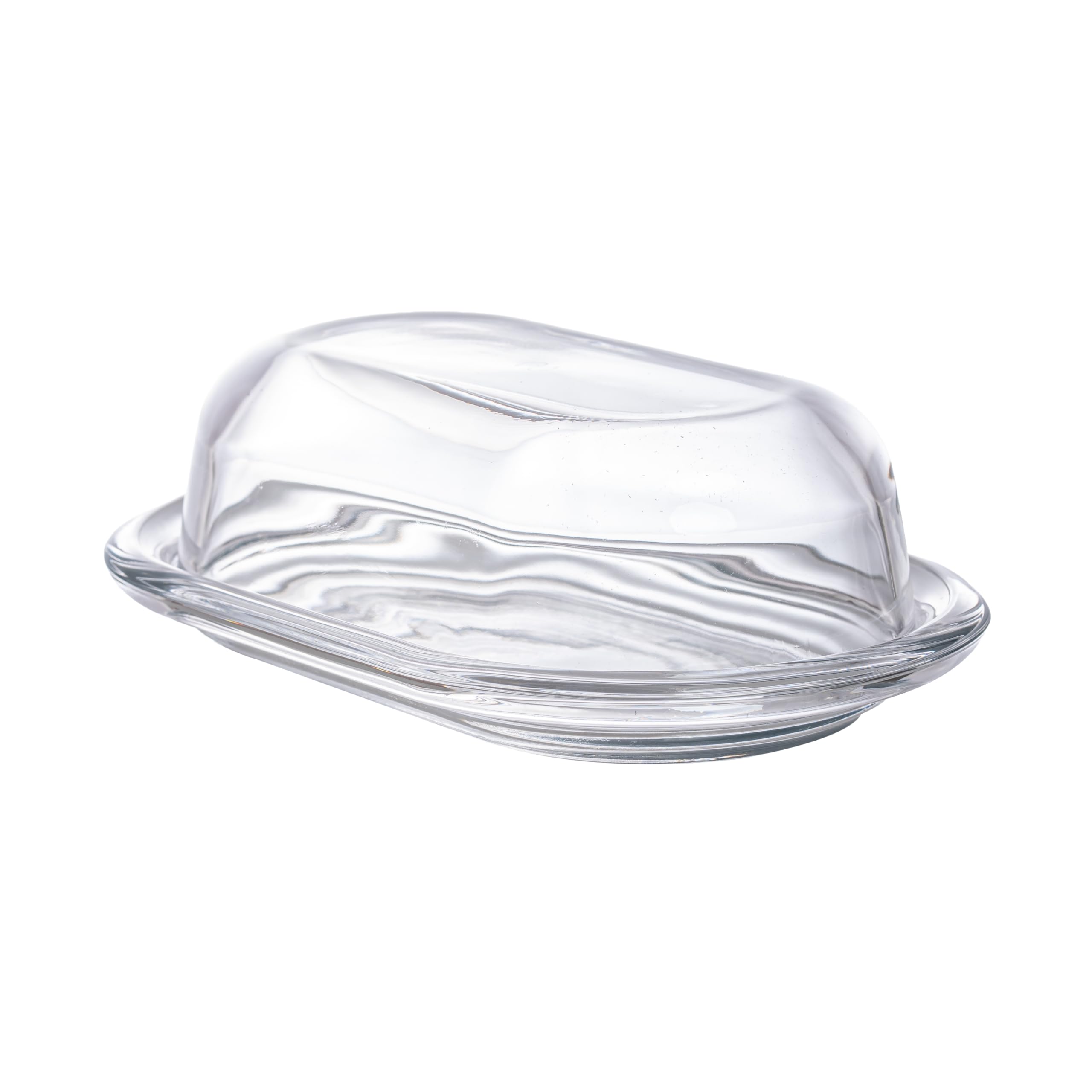 Pasabahce Glass Butter Dish, Tempered, White, 2 éléments