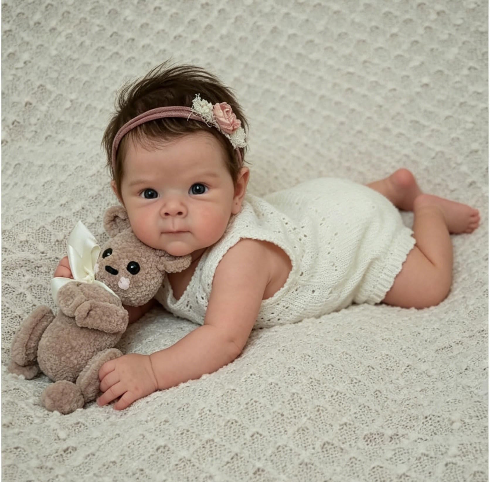 Anano 60" Muñeca Bebé Reborn Realista Niña para Niños Tamaño Real Recién Nacido con Piel De Bebé Original, Cabello Natural, Ojos Que Parecen Reales (BETIEWHITE)
