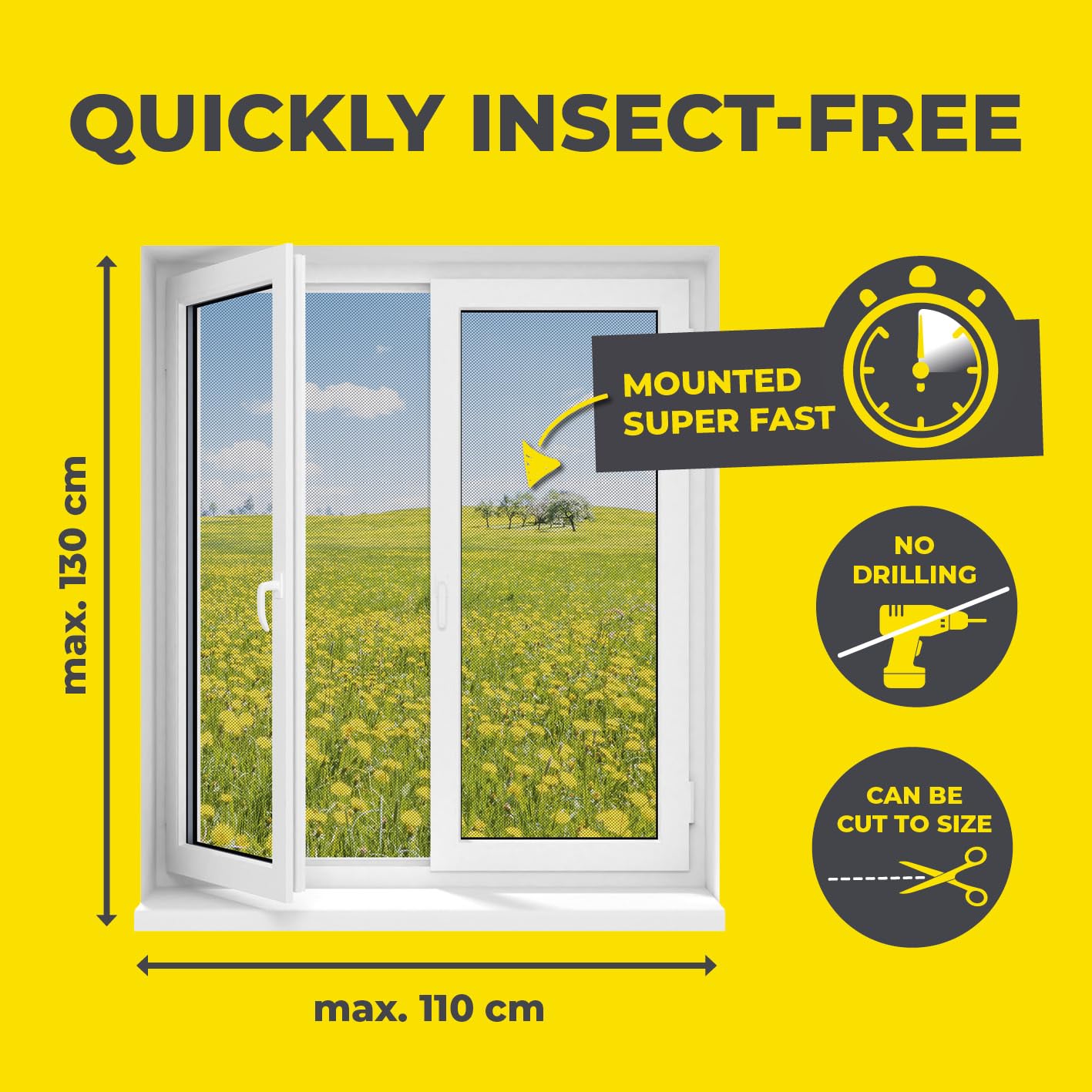 EASYmaxx Insect Protect Fly Screen Window with Magnetic Attachment, Black, 110 x 130 cm | 2 Stück - Image 4