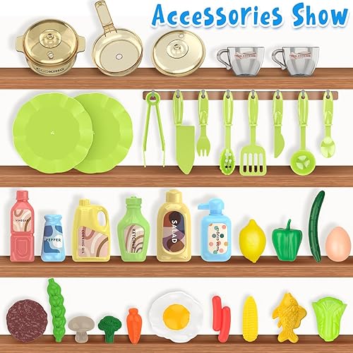 Miniatura 4 de Juego de cocina de 35 piezas para niños con sonidos de luces, juego de cocina de juguete de comida, juguetes de cocina para niños de 3, 4, 5, 6, 7,