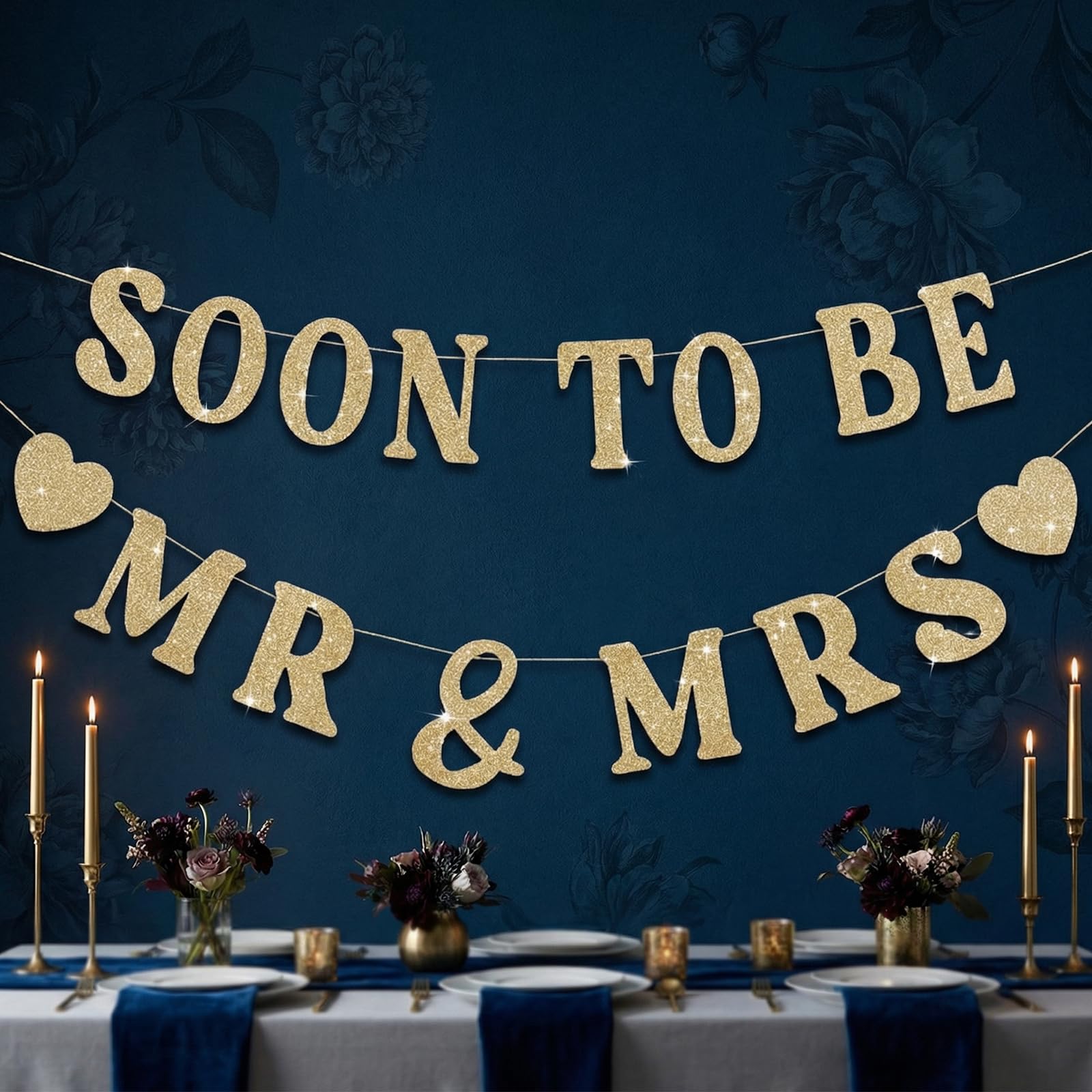 Soon to Be Mr & Mrs Glitter Banner for Wedding Decorations