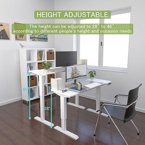 Vista 12 de Escritorio de pie de altura ajustable, 55 x 24 pulgadas, mesa de escritorio de pie para oficina en casa, escritorio de computadora de oficina