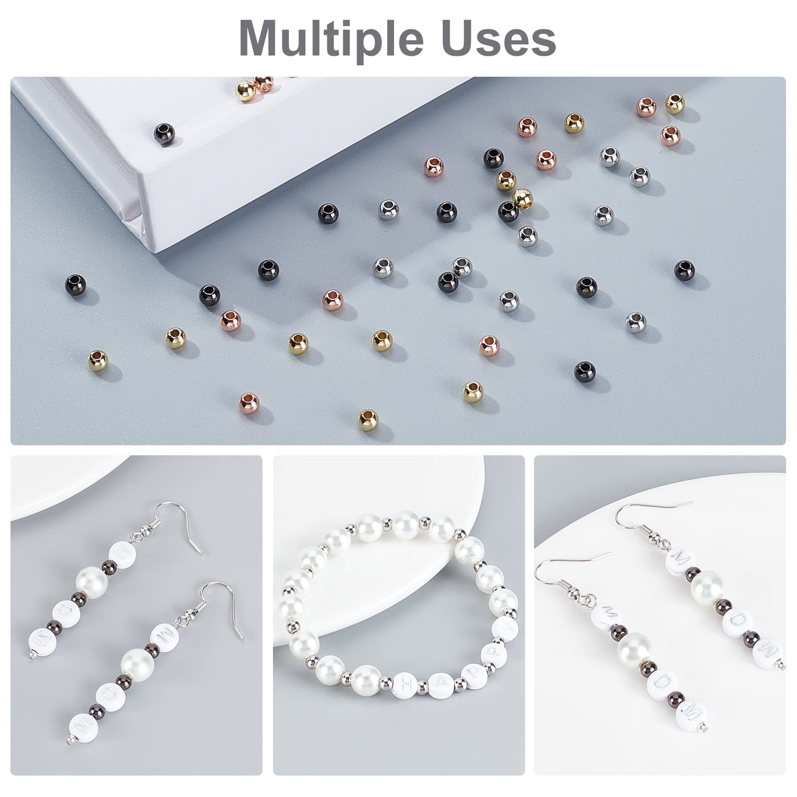 200 Perline Distanziali Lisce 4mm – Placcato Oro 14K, Ottone Massiccio Per Creazione Gioielli, Infilabili Per Collane E Bracciali, Antiosidazione (4mm-200pcs)