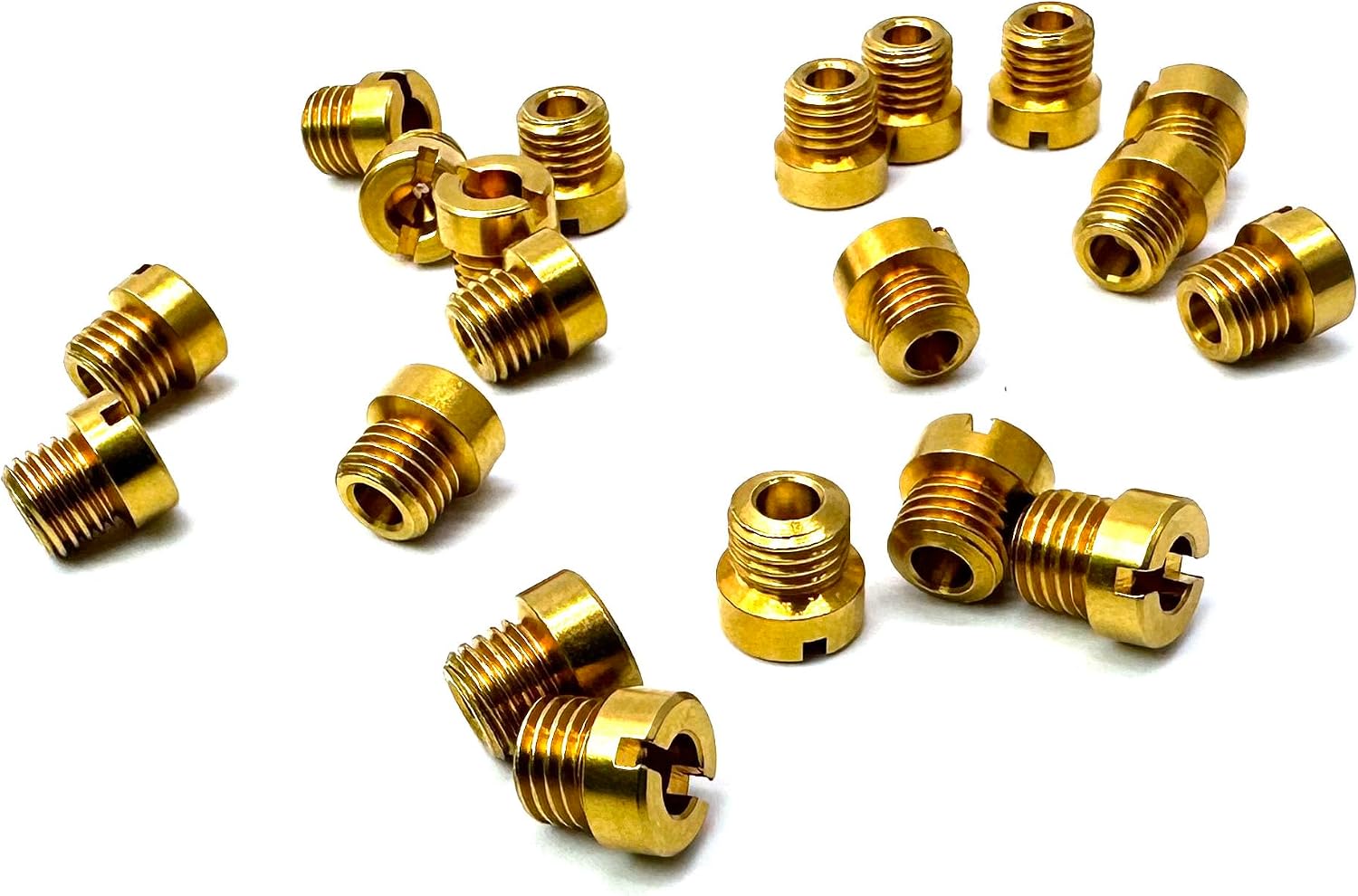 Holley Carb Carburetor 1/4-32 Main Jets Kit The aperture size is:100 101 102 103 104 105 106 107 108 109,10 sets in total, 2 pcs per size,Thread size: 1/4"-32