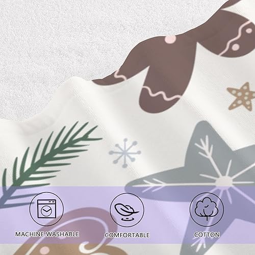 Miniatura 7 de senya Bath Towel Set, Christmas Forest Animal Reindeer Gingerbread Cotton Bath Towels Soft Highly Absorbent Fast Drying for Bathroom Gym Hotel