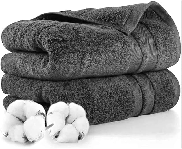 SBZ Pack of 2 Premium Bath Sheet Towel 100% Egyptian Cotton Super Soft 600-GSM Highly Absorbent Extra Large Bath Sheet Size (100 x 200 cm) (CHARCOAL GREY)