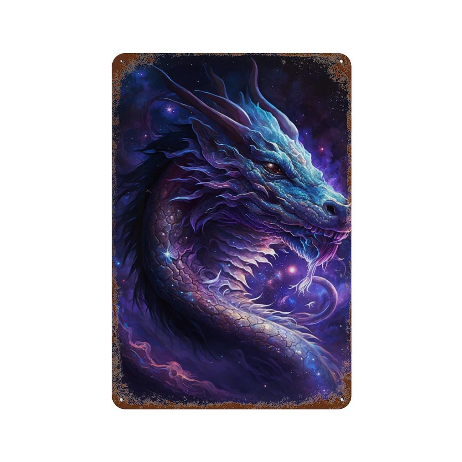 Galactic Dragon Artwork-3 Retro Metal Sign 11.8"x7.9", Farmhouse Wall Decor for Garage, Pub Or Kitchen