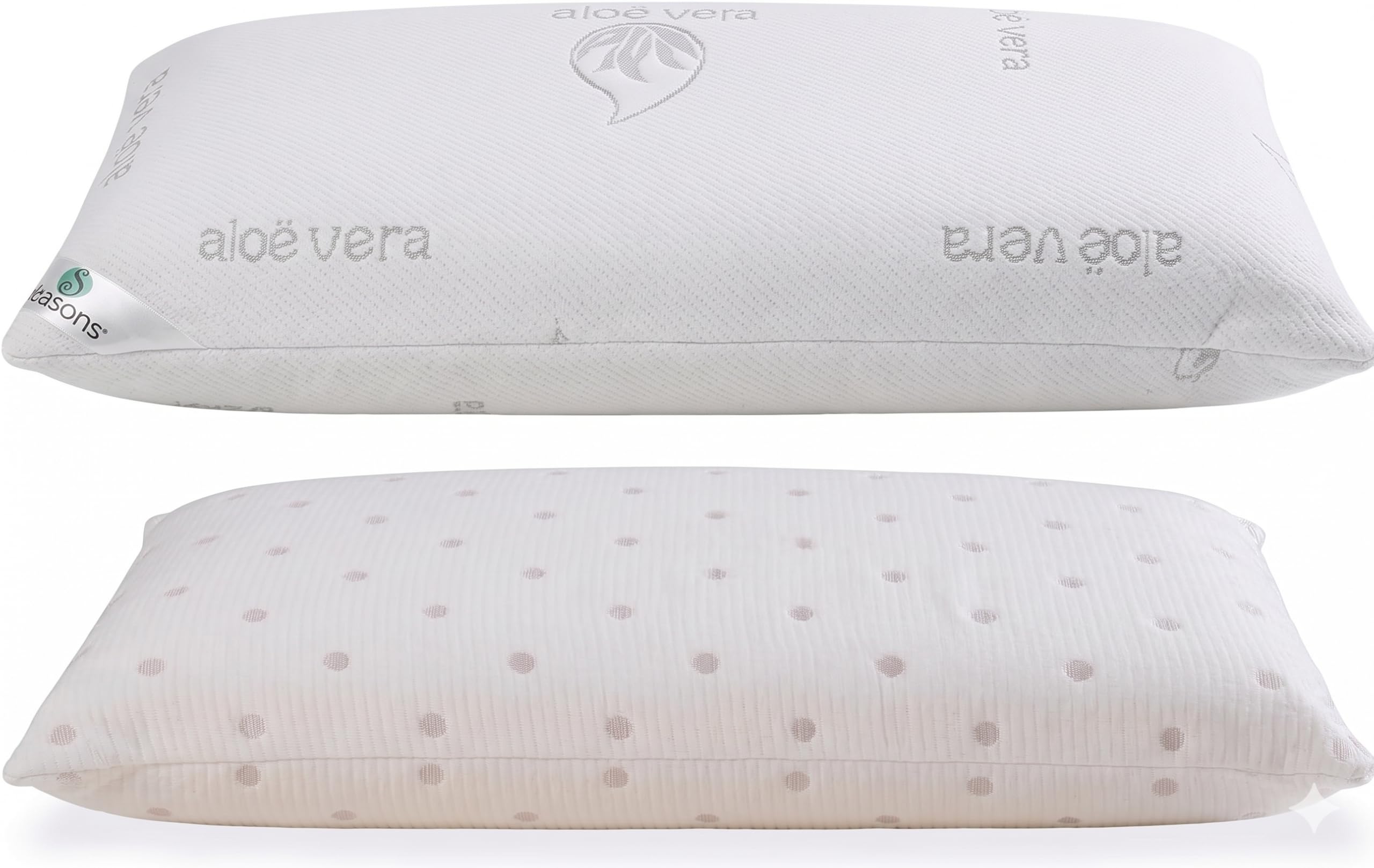 Seasons CAMAPOLIS- Pack 2 Almohada Viscoelástica Tempoconfort -Transpirable con Canales de Aireación Funda Exterior con Propiedades Terapéuticas del Aloe Vera (70cm)