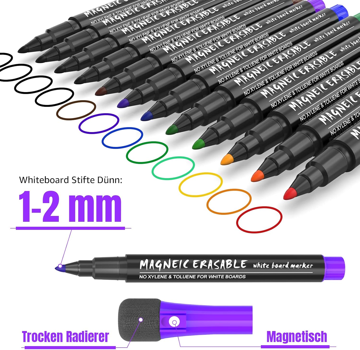 12 Whiteboard Pens Whiteboard Markers White Board Markers Erasable