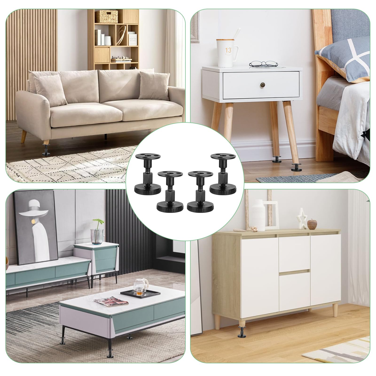 Möbelheber-Set – 4 Stück, Höhenverstellbar & Rutschfest, Für Betten, Sofas, Waschmaschinen & Mehr