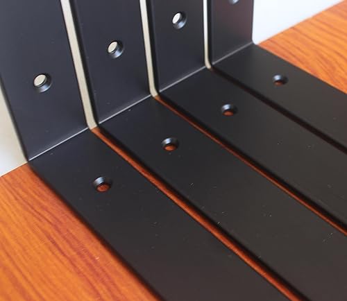 Miniatura 204 de Paquete de 4 soportes en L para estante, 8 pulg. largo x 6 pulg. alto x 1.5 pulg. ancho, grosor 03/64 pulg., soporte de hierro, metal, industrial