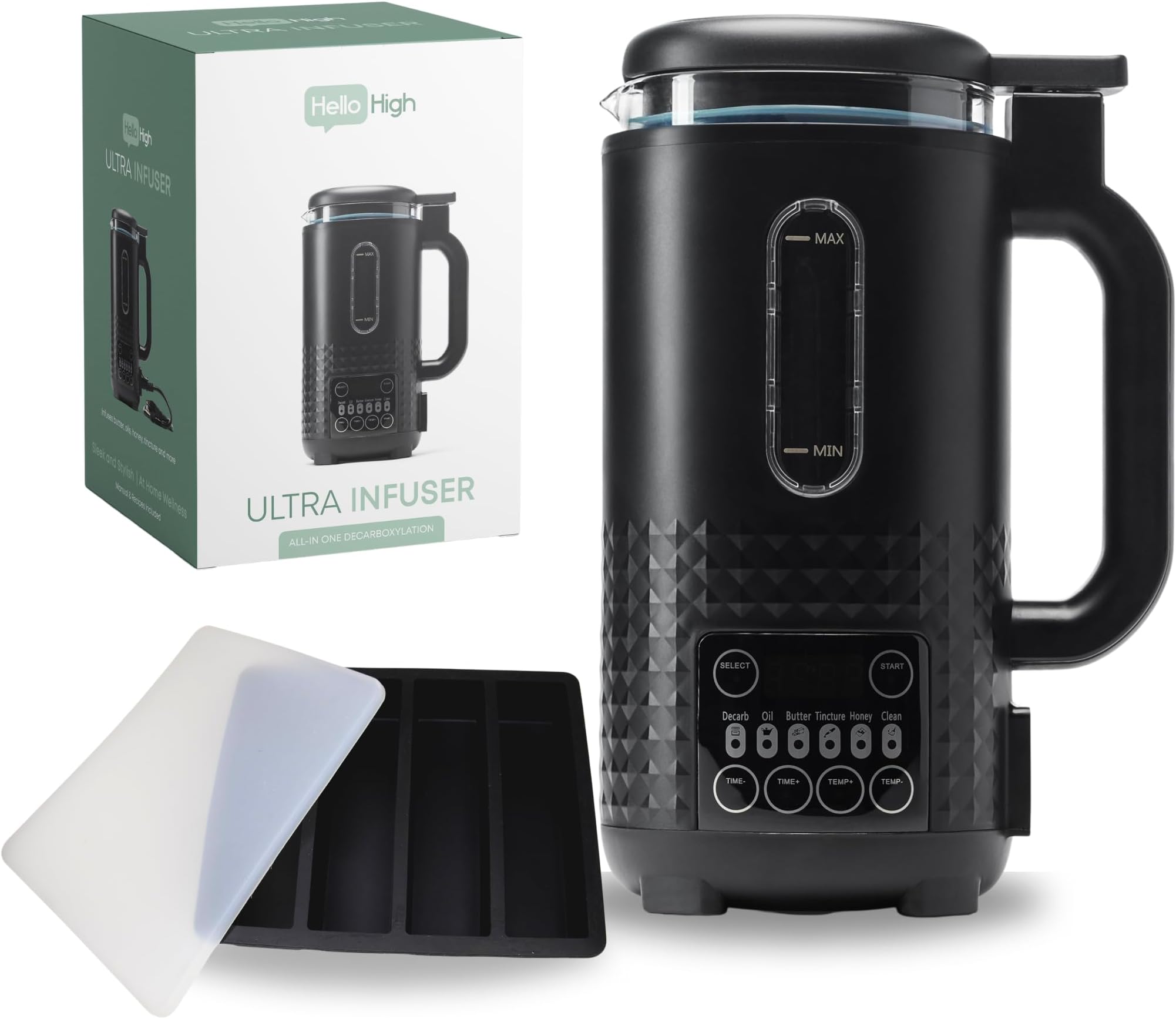 Hello High Ultra Infuser - Herbal Oil & Butter Infuser Machine, Decarboxylator, All-in-One Herb Infused Butter Maker, Easily Infuse 1-3 Cups, with Butter Mold Included