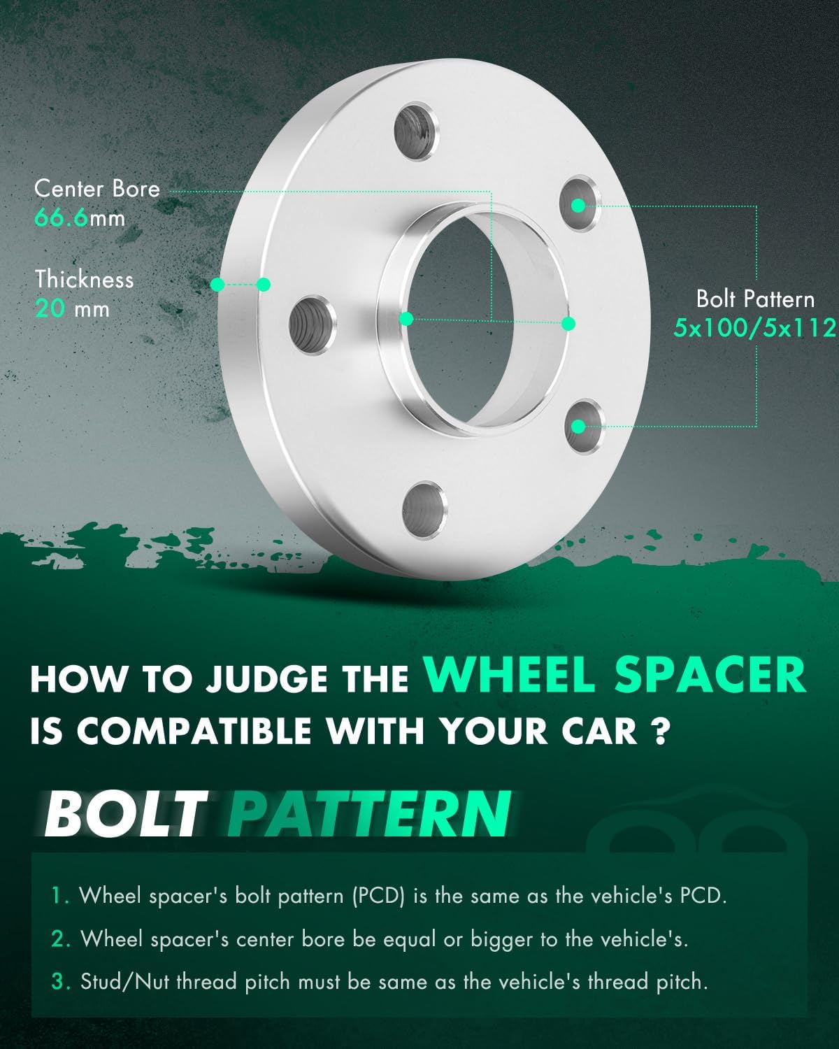 SCITOO 2X 20mm Hubcentric Wheel Spacer 5x112mm to 5x112mm 66.6mm W/10 Lug Bolts Compatible with Benz 190E 300CD 300CE 300D 300E 300SD 300SDL 300SE 300SEL 300SL 12x1.5 Studs