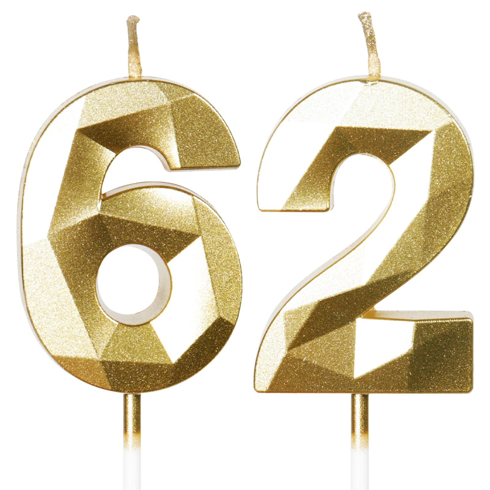 Yiran 50th Birthday Candles, Gold Number 50 Happy Birthday Candles, Cake Topper Decorations for Birthday Party, Wedding Anniversary Celebration Supply — view 161