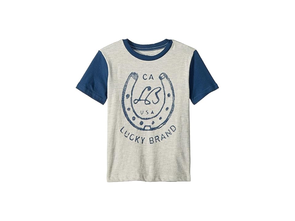 

Lucky Brand Kids Short Sleeve Graphic Tee (Toddler) (Oatmeal Heather 1) Boy's T Shirt