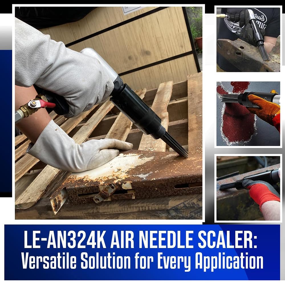 Dérouilleur professionnel à aiguilles à air,Détartreur à aiguilles à air comprimé,Dérouilleur décapeur pneumatique,4500U/min,19 aiguilles,Avec 4 ciseaux avec fixation rapide pour couper,dénuder