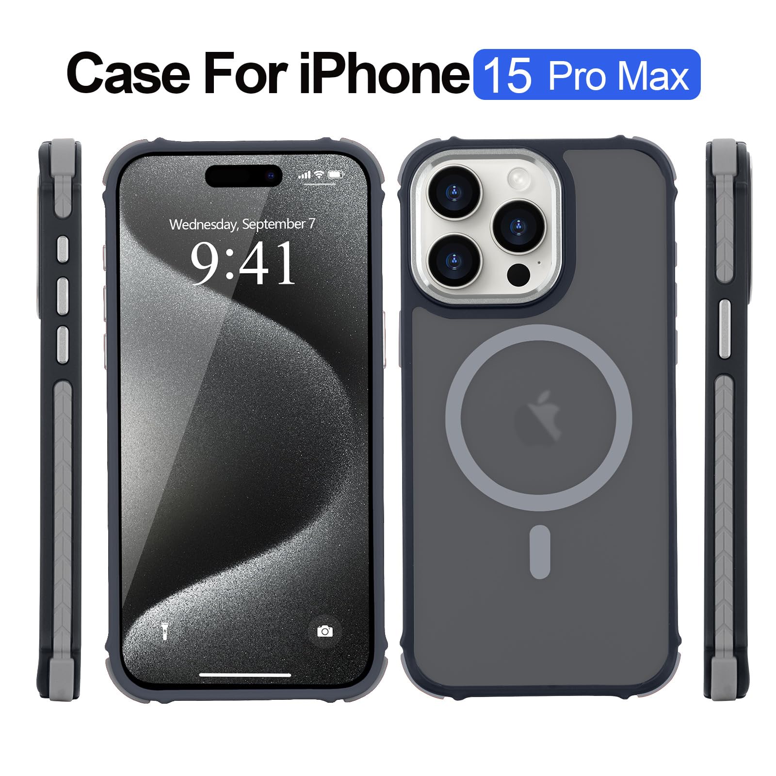 LLZ.COQUE Magnetic Case for iPhone 15 Pro Max, Compatible with Magsafe Translucent Matte Anti-Slip Phone Case - Image 2