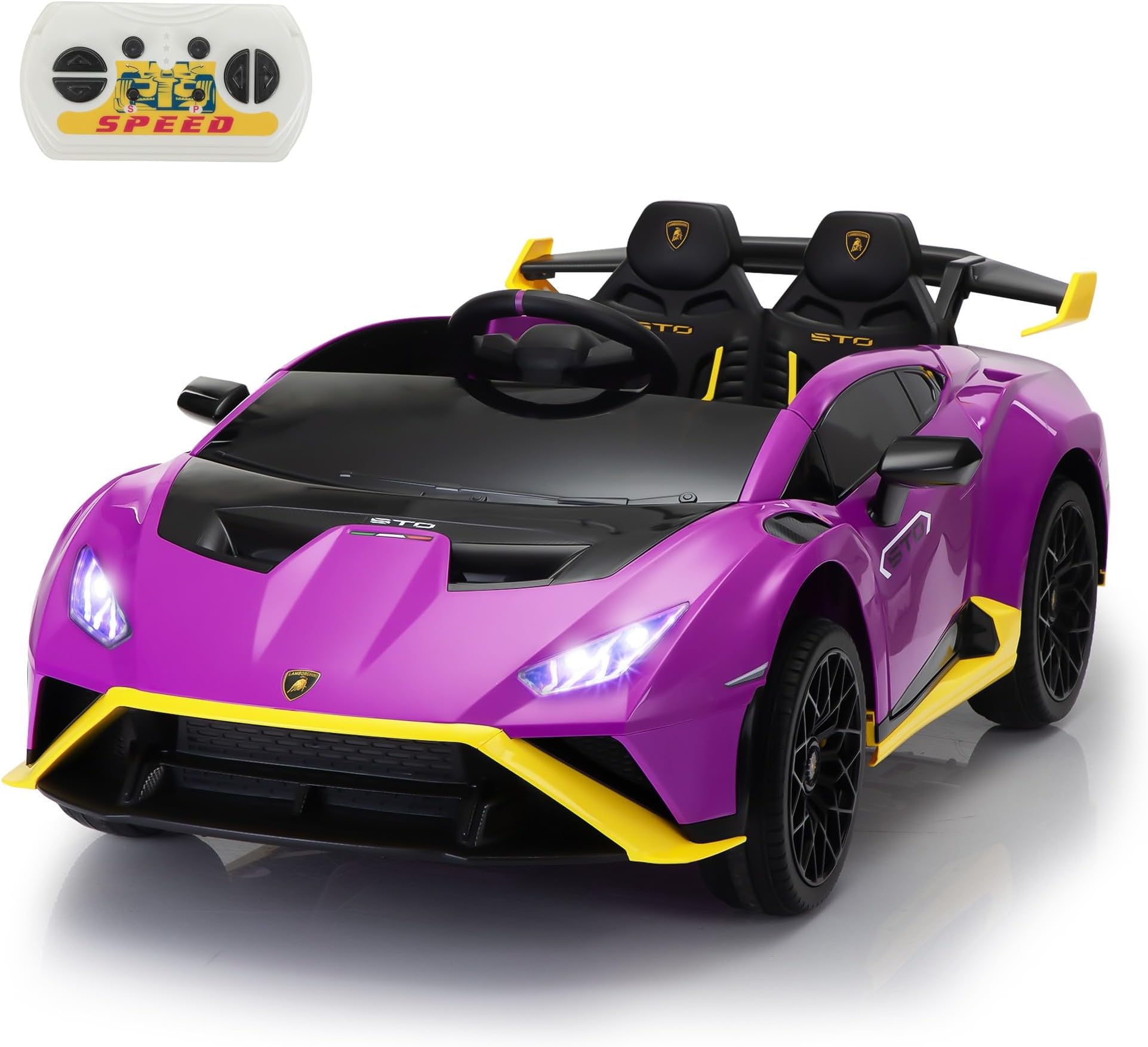Ride on Toys with Parental Remote TOBBI Kids' Electric Vehicles 12V Lamborghini Ride On Car Licensed STO Max 80lbs, Gift for Boys Girls Toddler 3-8, Purple