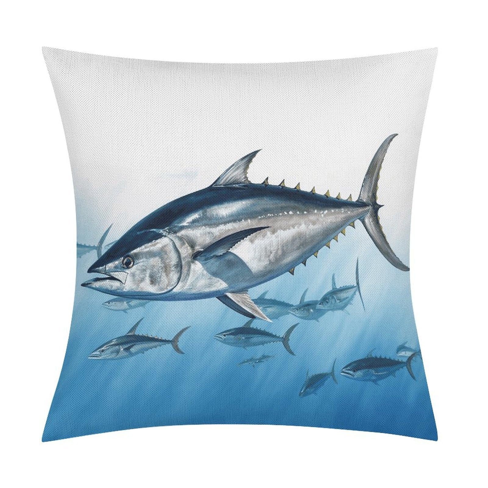 FekiLoot Bluefin Tuna Thunnus Throw Pillow Cover Soft Square Cushion Case Farmhouse Cushion Cover Decorative Pillow Cover Modern Pillowcase for Sofa Living Room Bed Home Decor 18x18 Inch