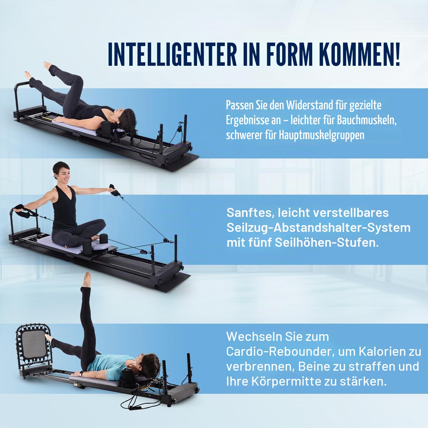 AeroPilates Reformer 4420 Plus Bodenmatte – Pilates Reformer Workout Machine für Home Gym – Cardio Fitness Rebounder – faltbar – 136 kg Gewichtskapazität