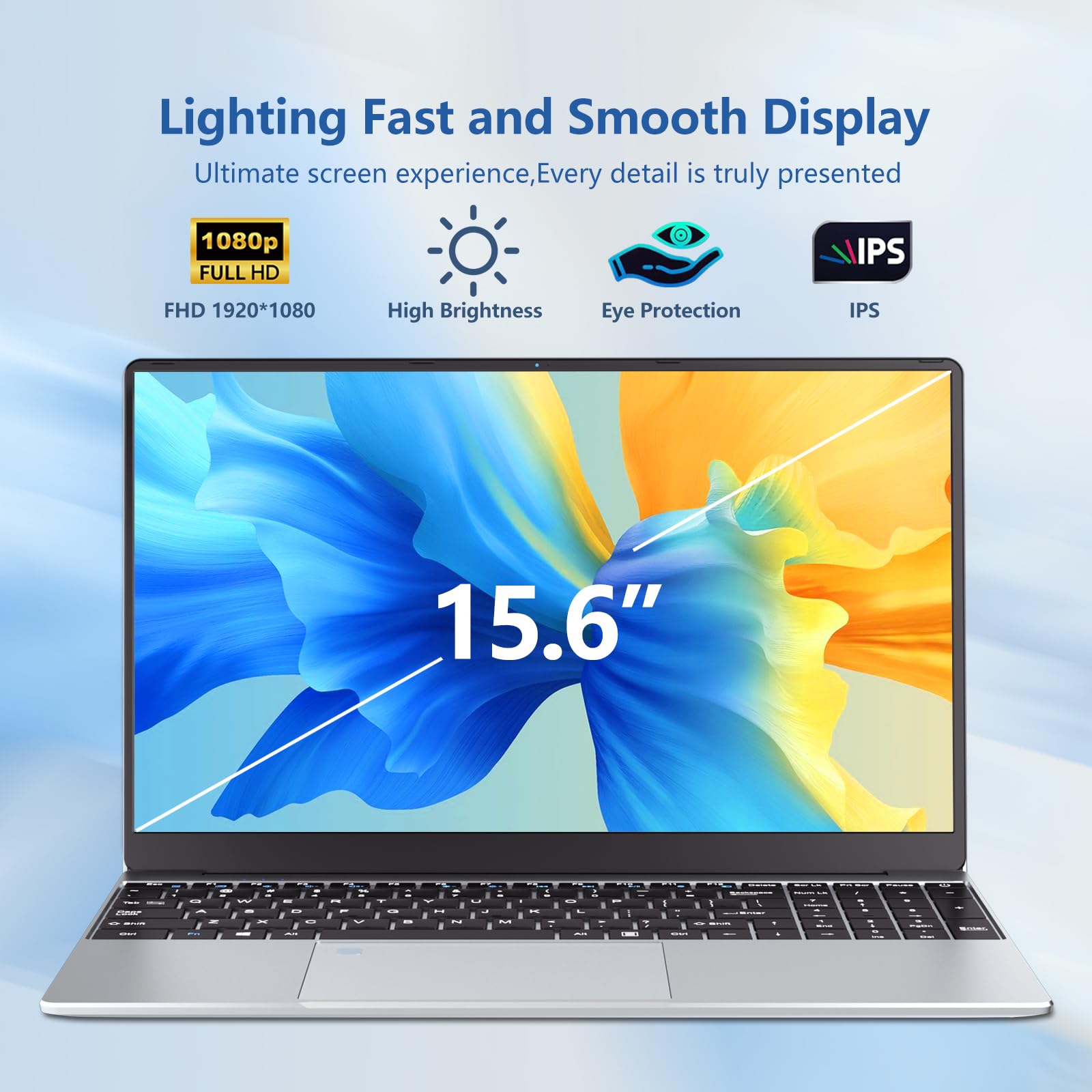 PC Portatile 15,6 Pollici, Win 11 Notebook 16Go LPDDR4 RAM 512Go SSD, Celeron N5095 CPU, 180° Flip IPS Schermo, Laptop Digitale Tastiera Retroilluminata/Sblocco Impronta Digitale, Webcam+BT4.2+USB3.0