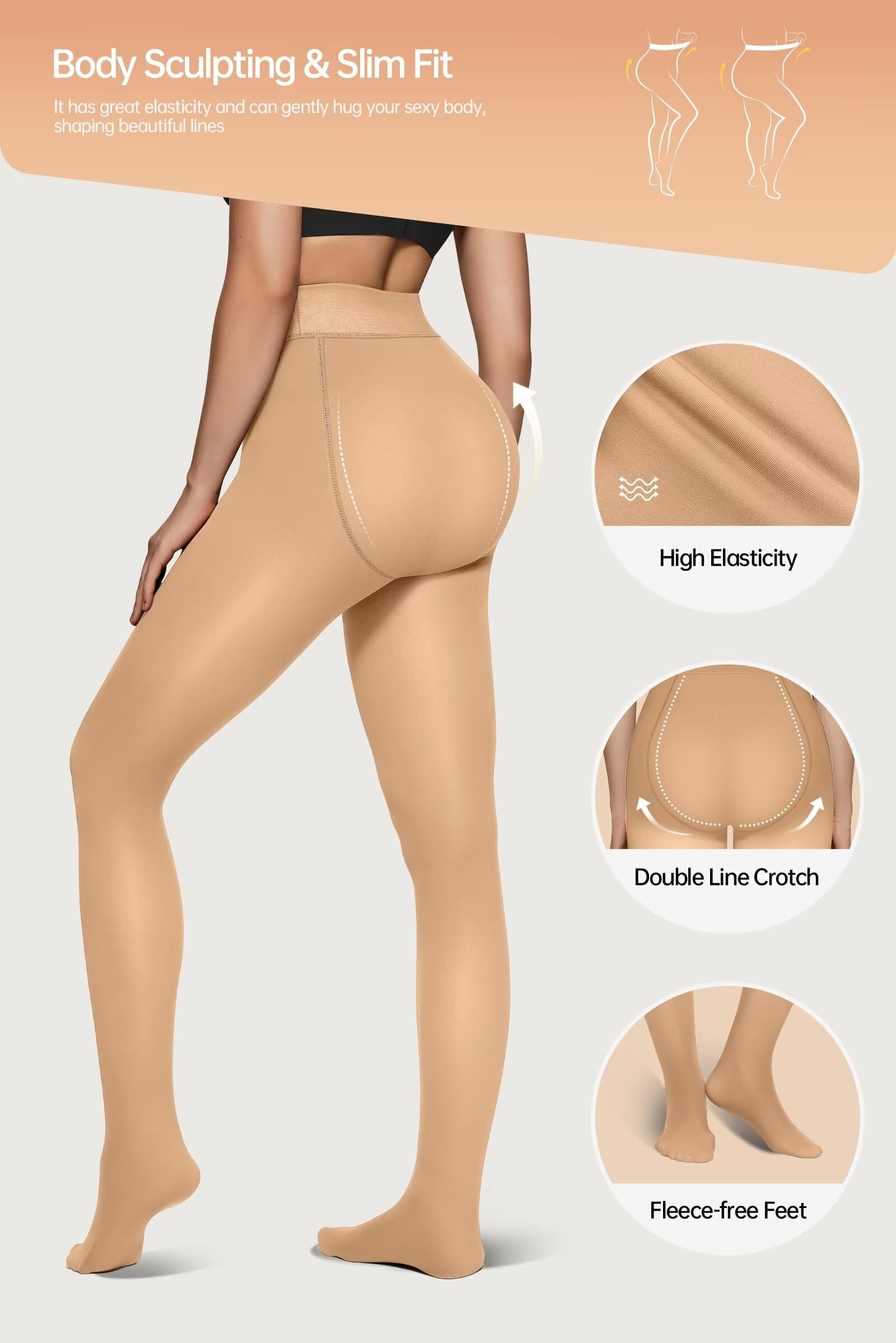 Vertvie Collant foderati in pile per le donne collant termici finti traslucidi invernali caldi collant a vita alta leggings spessi