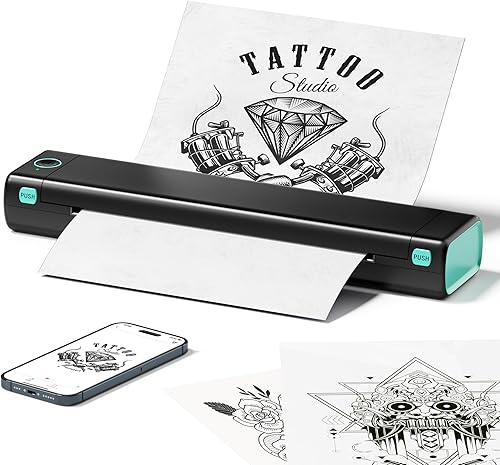 ItriAce M08F - Impresora inalámbrica de plantillas de tatuaje, máquina de tatuaje de transferencia térmica, compatible con papel de transferencia de