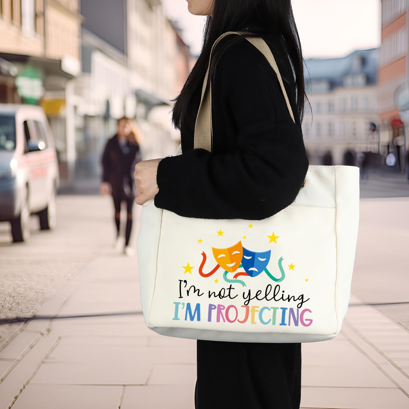PLITI Theatre Tote Bag Drama Actor Actress Gift I'm Not Yelling I'm Projecting For Broadway Musical Gift Drama Theater Gift (Yelling Projecting TBU) - Image 4