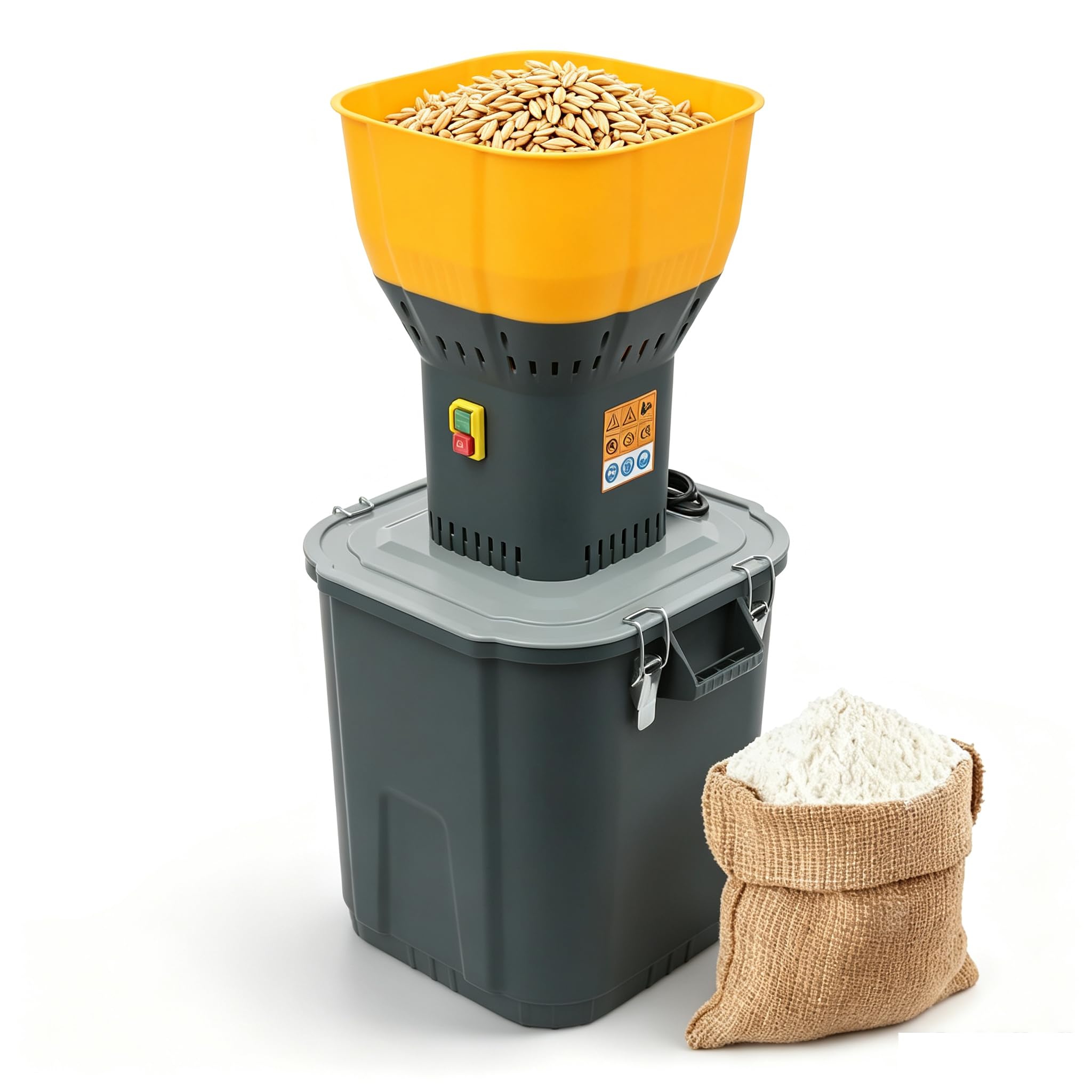 Elektrische Getreidemühle Mühle elektrische landwirtschaftliche Futtermittel Schrotmühle Grain Mill Kornmühle Futtermühle mit Edelstahlklinge für alle Getreidesorten (45L 1300W)