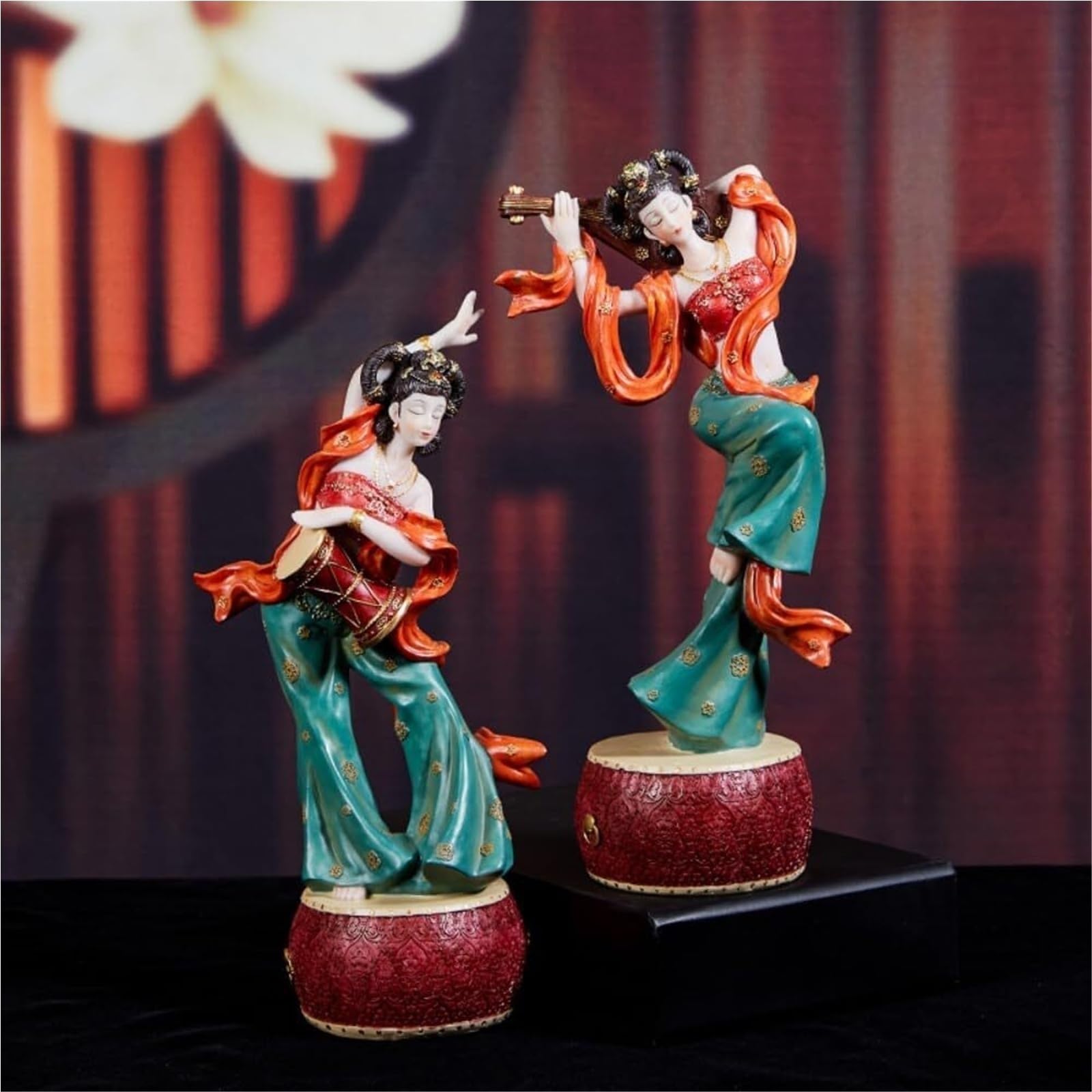 Decoración para el hogar Estatuilla Escultura de Resina Pintada a Mano Estatua del Jugador Pipa Cultura Asombrosa Regalos para recién Casados(A)