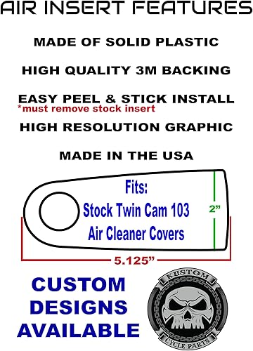 Kustom Cycle Parts - Funda para filtro de aire de calaveras blancas y negras, sustituye a Harley Davidson Twin Cam / 103 Insert. Fabricado con
