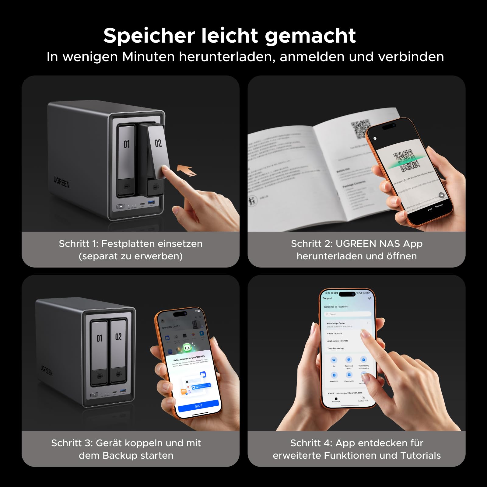 UGREEN NASync DXP2800 2-Bay Desktop-NAS Intel N100 Quad Core 8GB DDR5 RAM 2.5GbE Ethernet M.2 NVMe HDMI 4K Netzwerkspeicher