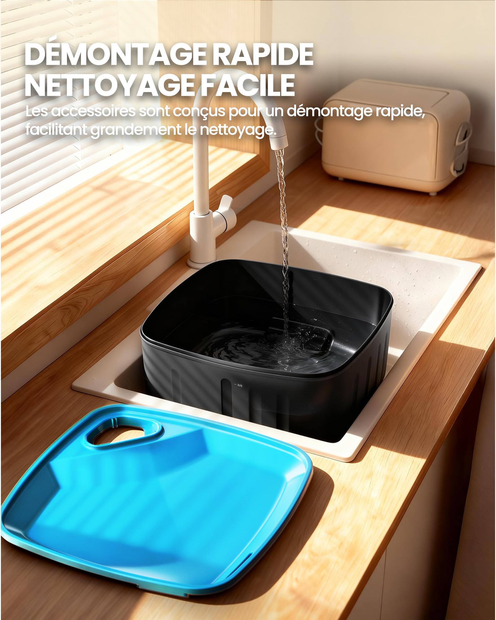 Kittyspout Fontaine a Eau pour Chien sans Fil, 8L Fontaine Chat/Grand Chien avec Détecteur de Mouvement, Fontaine pour Chiens avec Batterie 4000mAh (Cyan)