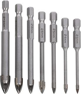 7 Pcs Tile Drill Bits Cross Triangle Drill Bits Glass Tile Drills Bits Hole Openers Drills Bits Universal Triangle Drilling Bits Brick Triangle Bits Carbide Triangular Drill