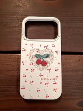 Cherry Loves Nakışlı Kawaii Kiraz Desenli Telefon Kılıfı – iPhone ile Uyumlu, Darbe Emici, Şık ve Dokulu Arka Kapak (kiraz, iphone 17 pro max)