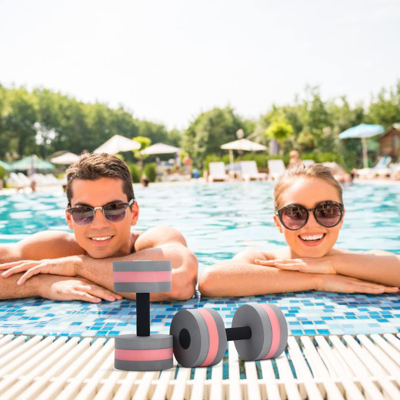 Paire D'haltères Aquatiques Pour Piscine, Bleus, Flottants Et Légers, Neufs Sous Emballage