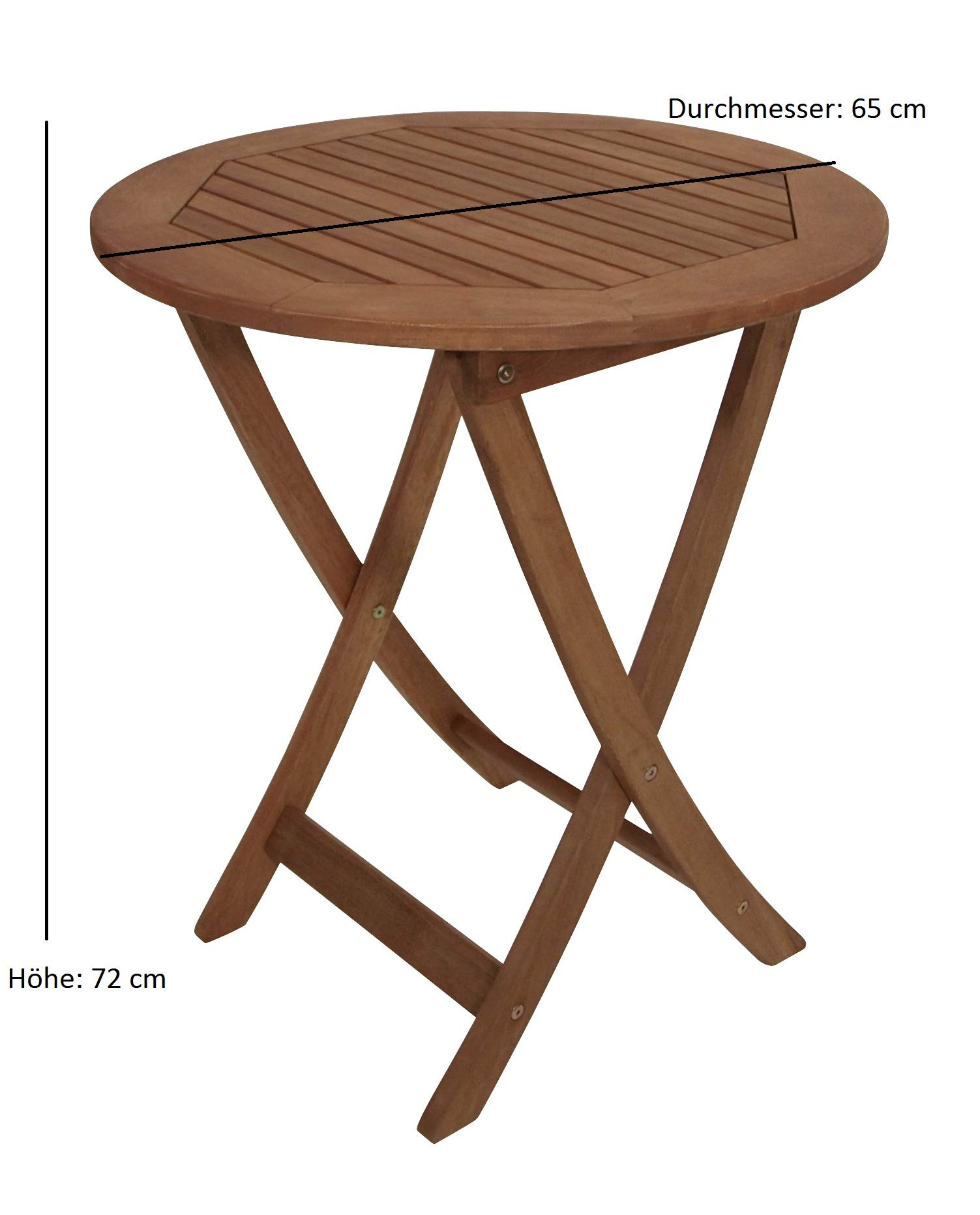 DEGAMO Gartentisch Bistrotisch Rio 65cm rund, Eukalyptus Holz braun