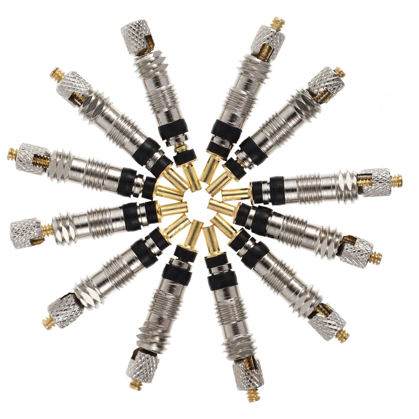 Mikikit 12Pcs Bike Tubeless Core Replacement with Removal Tools Compatibility for Bicycles Excellent Airtightness Replacement