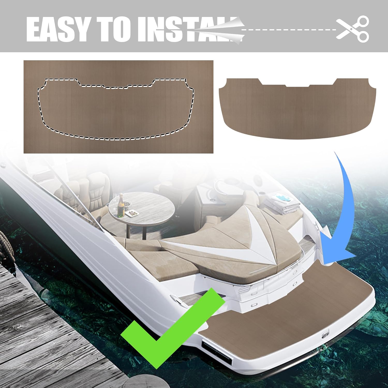Fullfire Boat Flooring Eva Foam Decking Sheet, Brushed Marine Boat Deck Flooring with Self-Adhesive for Pontoon Bass Jon Boat Motorboat RV Yacht Kayak Floor 94"x47"/23.5"/16"