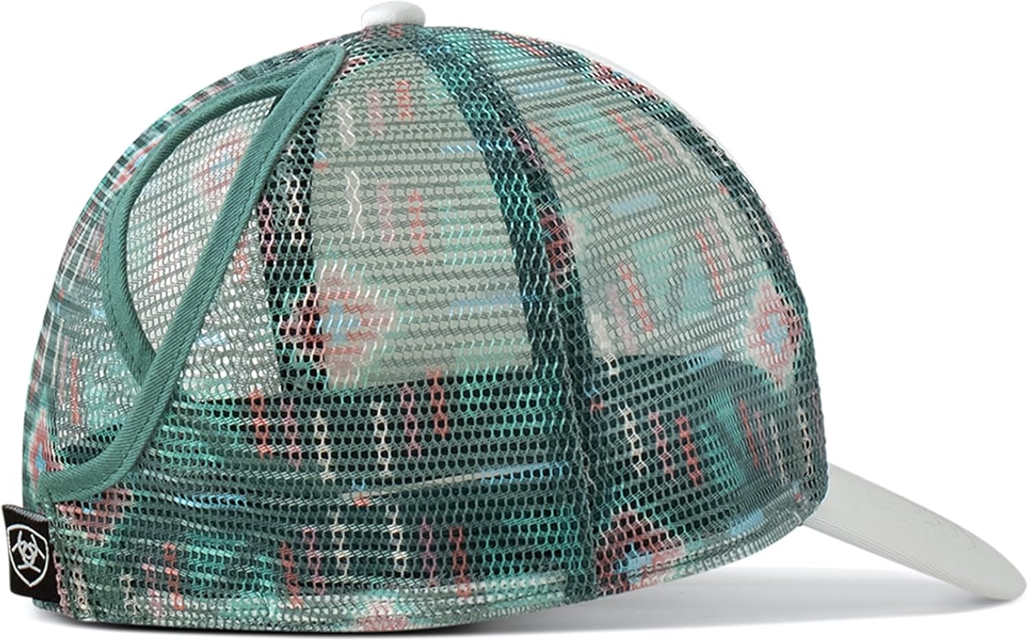 ARIAT Ladies White Aztec Ponytail Cap with 3D Embroidered Logo