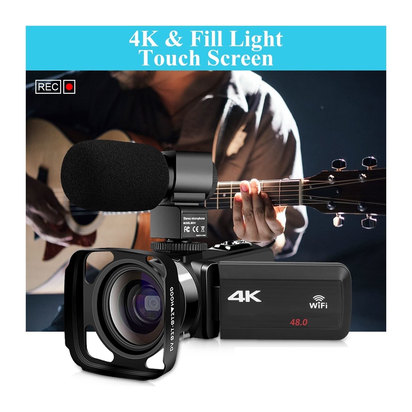 Macchinetta Digitale, Videocamera Digitale Full 4K Videocamere Videocamere digitali Live Streaming Fotografia 18X Vlogging Recorder Webcam Ultra HD(64G SD Card,Camera Knit 3)