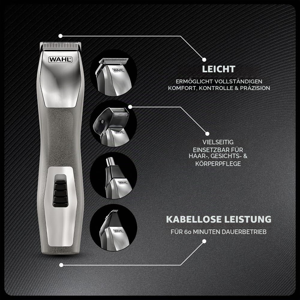 Wahl Chromium 11-in-1 Akku-Multigroomer für Herren | Leicht, vielseitig einsetzbar, kabellos, abwaschbare Aufsätze, präzisionsgeschliffen, Pflege-Set für Männer