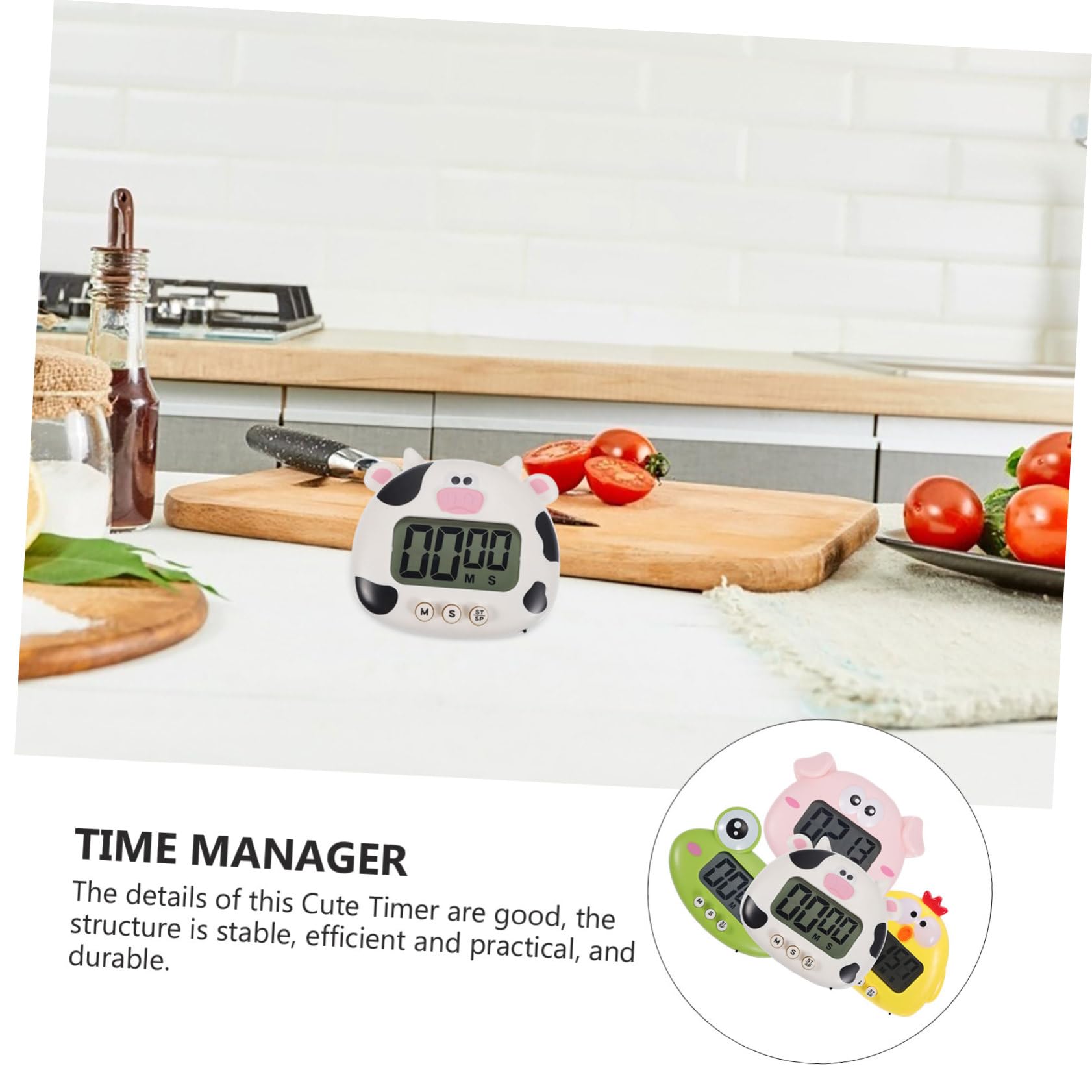 Didiseaon Timer da Cucina Domestico e Scolastico a Forma di Animali Cartone Animato, Set 4 Pezzi Colorati con Supporto, Timer Elettronico per Studio, Lavoro e Cottura