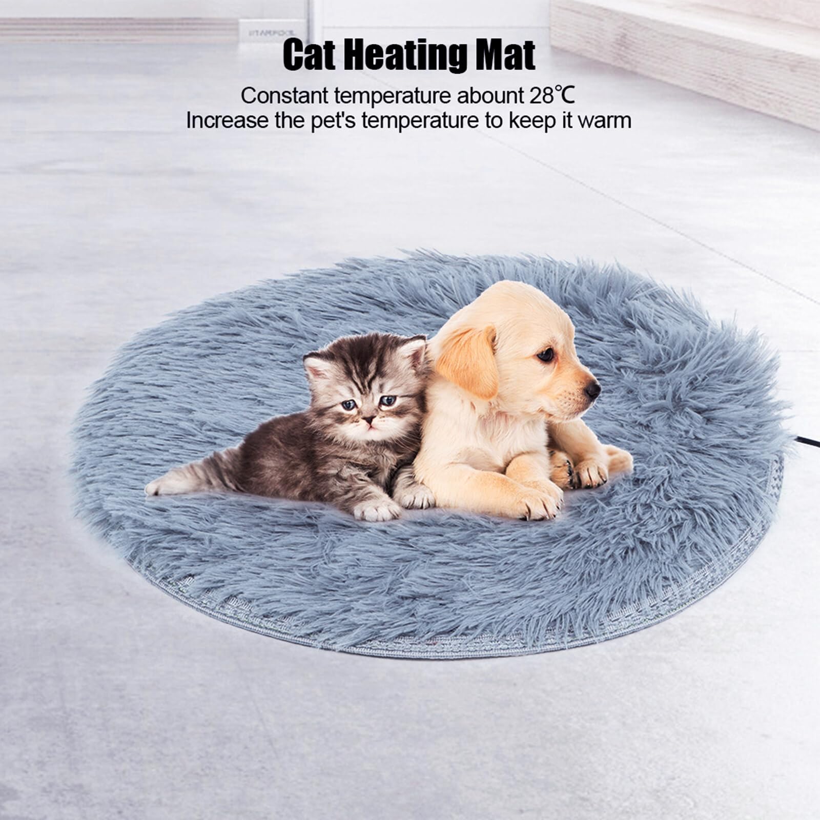 Haokaini Manta Calefactora para Mascotas Calefacción Constante Almohadilla Calefactora Eléctrica Colchón Felpa Alfombra de Cama Calentada con Cable USB para Perros Pequeños Gatos Gatitos