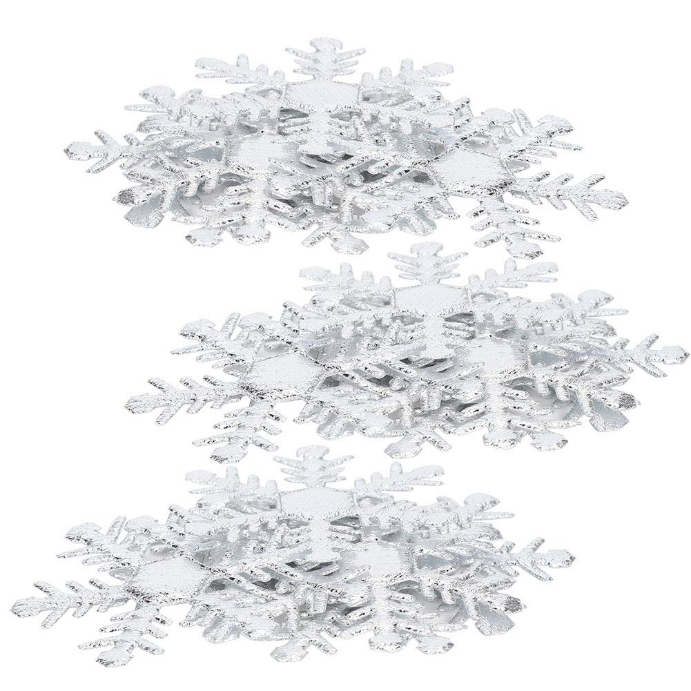 6cm Silver Snowflake Sequins Christmas Decorations, Pack of NonWoven Fabric Snowflakes for Home and Party Decor